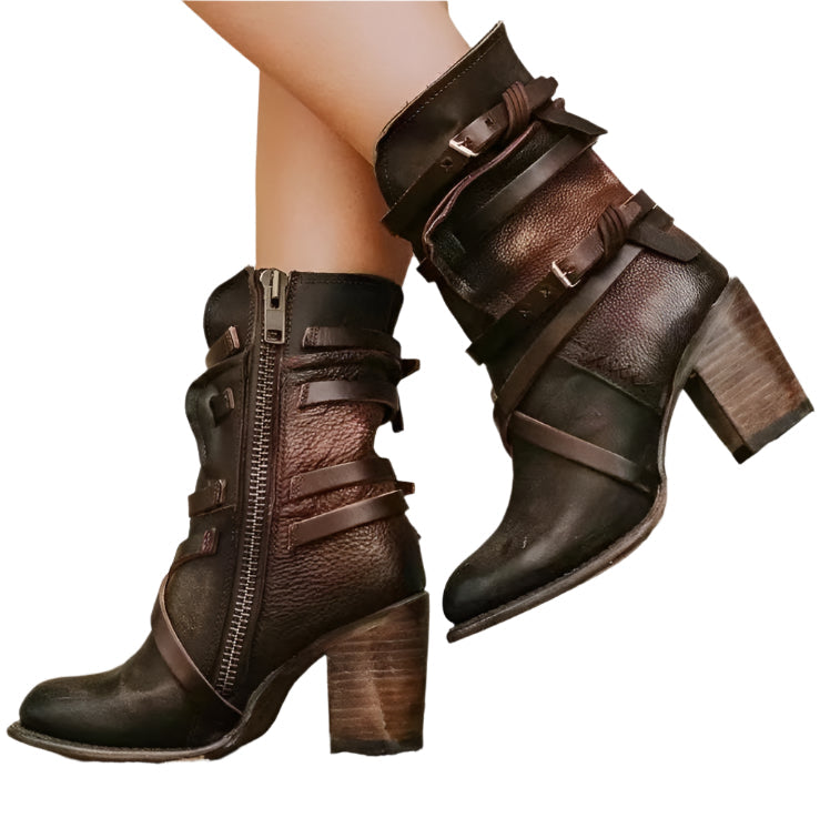 Damen Ankle Boots mit Vintage-Charme & modernem Absatz EB