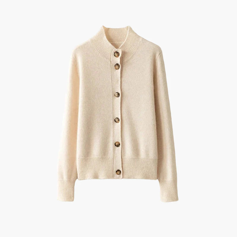 EB | Strickjacke mit Stehkragen und Knopfleiste - Eleganter Freizeitstil für Büro und Alltag