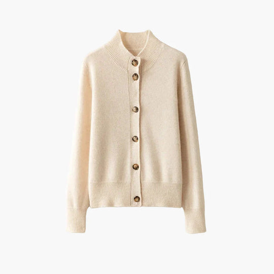 EB | Strickjacke mit Stehkragen und Knopfleiste - Eleganter Freizeitstil für Büro und Alltag