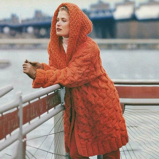 EB | Langer Strickjacke mit Kapuze