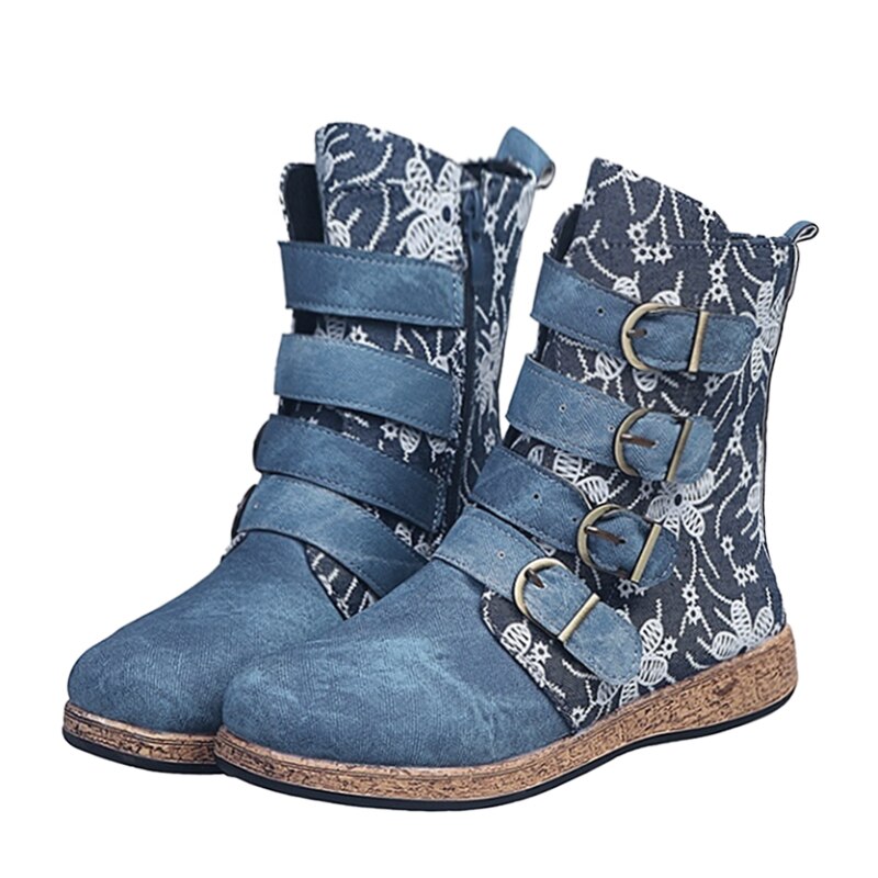 EB | Grakosystiefel mit Retro-Metall und Schnallenverzierung