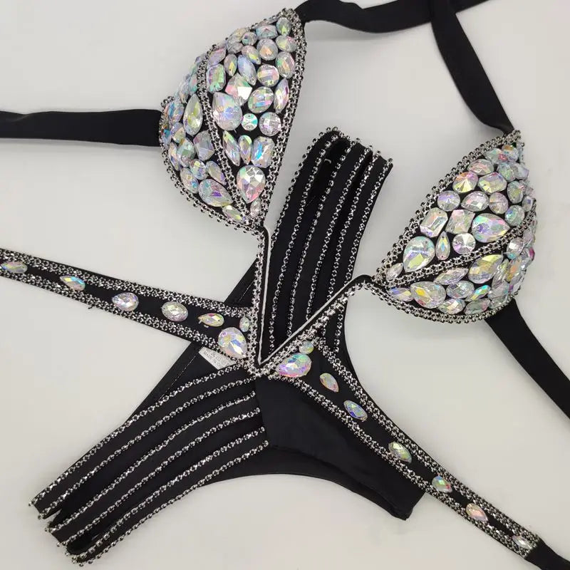 EB | Venus Urlaub V-Kragen Rhinestone Badeanzug Daimond Bikini Set Push-Up Badeanzug Bling Stein Badeanzug