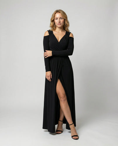 Elegantes Schlitz Abend Maxikleid | EB