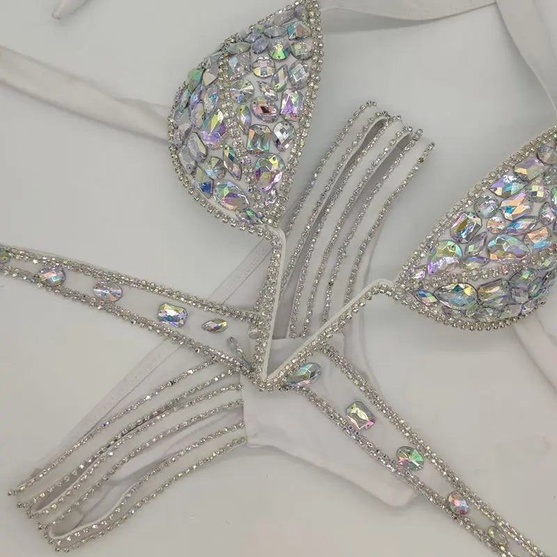 EB | Venus Urlaub V-Kragen Rhinestone Badeanzug Daimond Bikini Set Push-Up Badeanzug Bling Stein Badeanzug