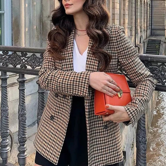 EB | Karierter Blazer mit langen Ärmeln