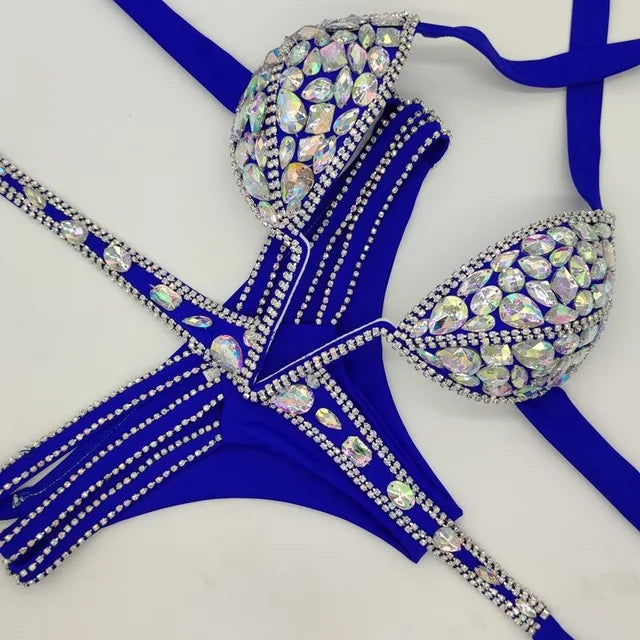 EB | Venus Urlaub V-Kragen Rhinestone Badeanzug Daimond Bikini Set Push-Up Badeanzug Bling Stein Badeanzug