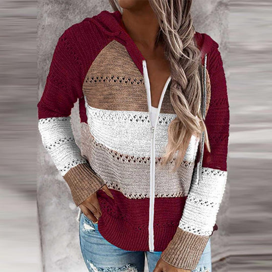 EB | Lässiger Strickpullover mit Kapuze Acryl Stilvoll und Bequem