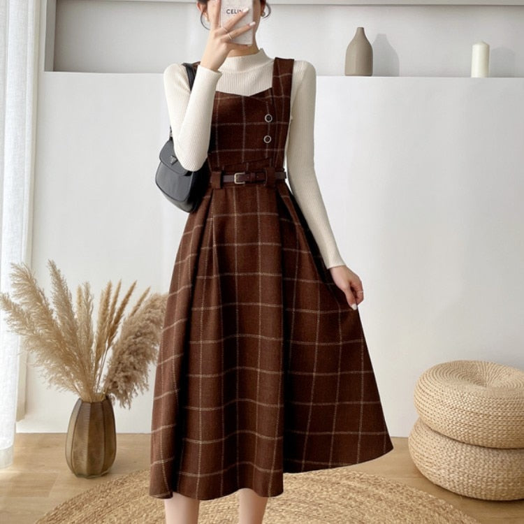 EB - Frauen Stilvolles Vintage-Kariertes Kleid