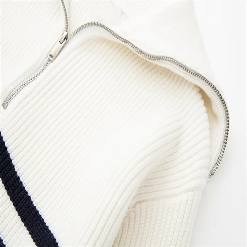 EB | Retro Halbzip Gestreifter Pullover