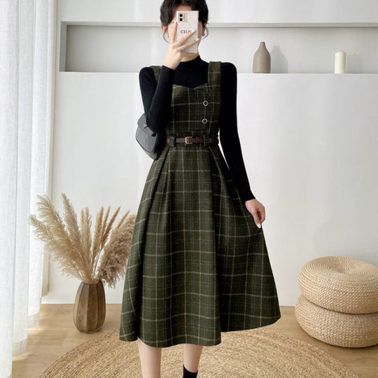 EB - Frauen Stilvolles Vintage-Kariertes Kleid