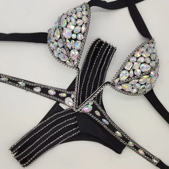 EB | Venus Urlaub V-Kragen Rhinestone Badeanzug Daimond Bikini Set Push-Up Badeanzug Bling Stein Badeanzug