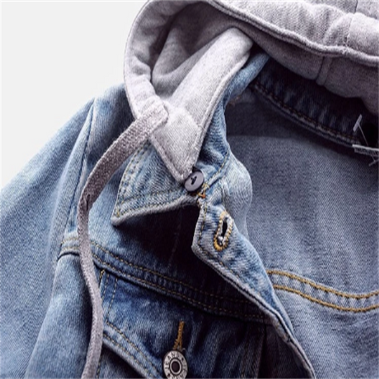 EB | Denimjacke für Frauen Lässiger Look für Den Herbst Abnehmbare Kapuze