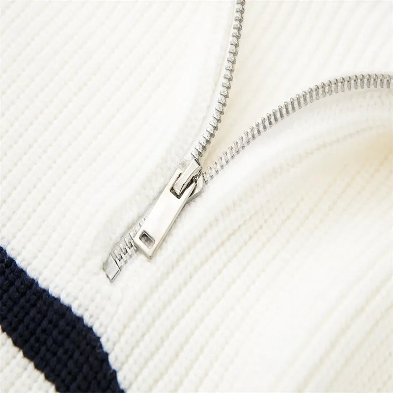 EB | Retro Halbzip Gestreifter Pullover