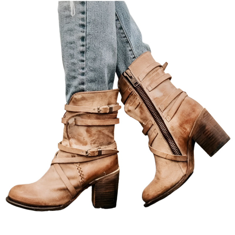 Damen Ankle Boots mit Vintage-Charme & modernem Absatz EB