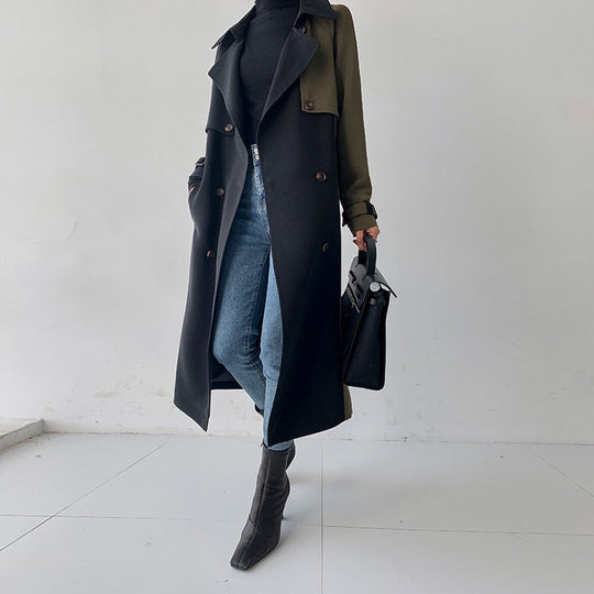 EB | Schicker marineblauer und olivfarbener Trenchcoat