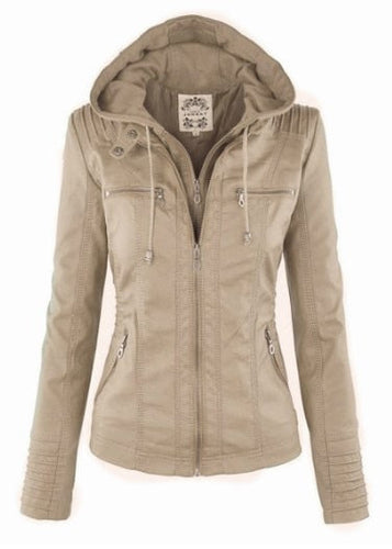 EB | Damenlederjacke mit Kapuze