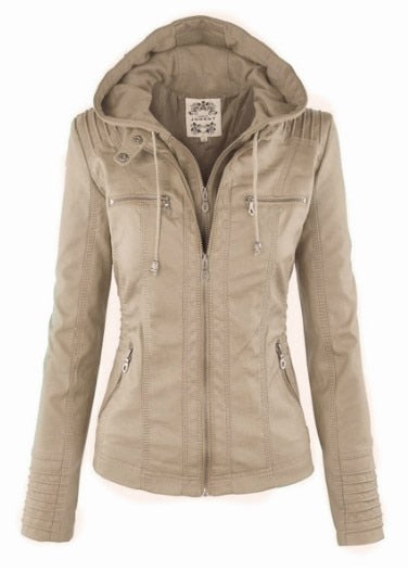 EB | Lederjacke mit Kapuze für Damen