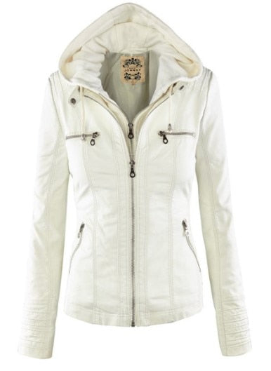 EB | Damenlederjacke mit Kapuze