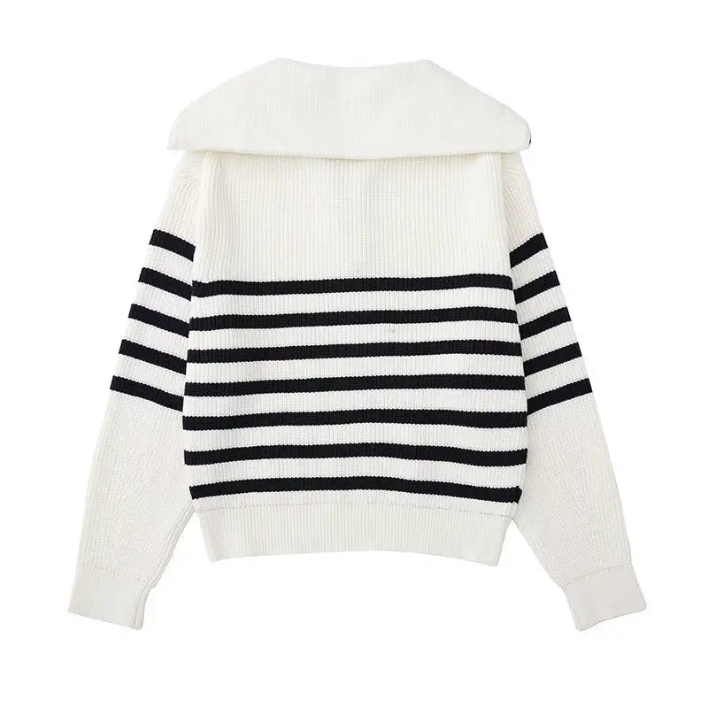 EB | Retro Halbzip Gestreifter Pullover