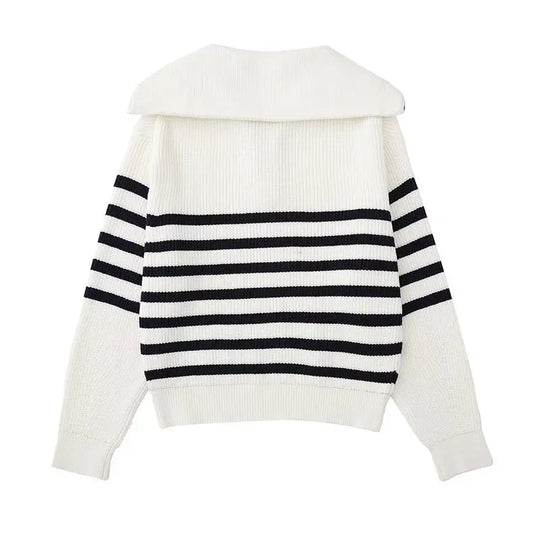 EB | Retro Halbzip Gestreifter Pullover