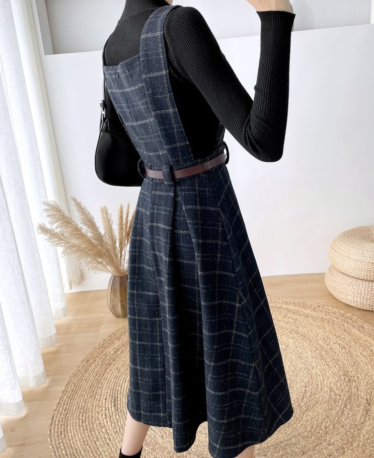 EB - Frauen Stilvolles Vintage-Kariertes Kleid