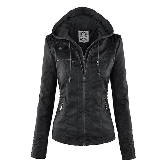 EB | Lederjacke mit Kapuze für Damen