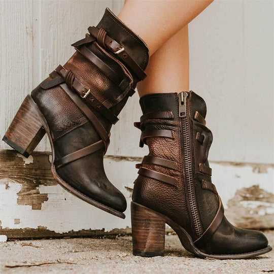 Leder Damen Stiefeletten mit orthopädischem Absatz – Chiara EB