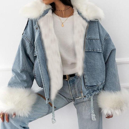 EB | MODACHIC Jeansjacke mit Pelzbesatz