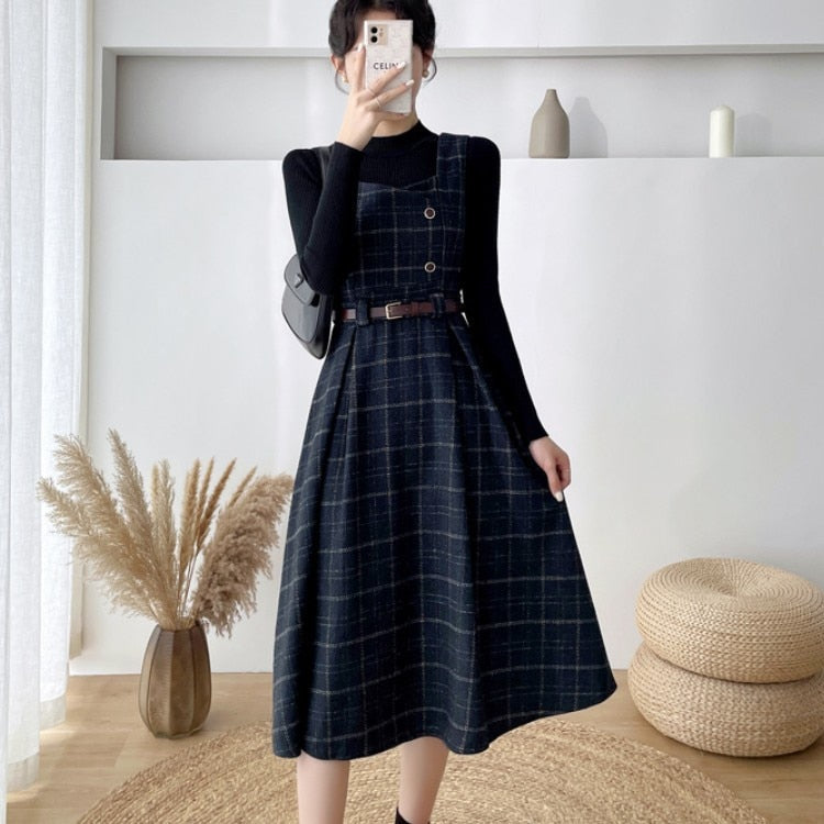 EB - Frauen Stilvolles Vintage-Kariertes Kleid
