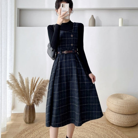 EB - Frauen Stilvolles Vintage-Kariertes Kleid