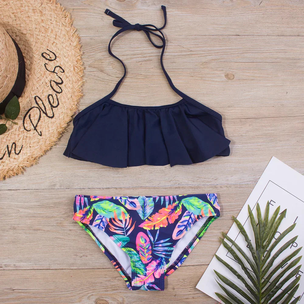 EB | Neu Falbala Kids Badebekleidung Badeanzug Neuer Druck Mädchen Kid Bikini Set 5 14 Jahre Kinder Bandage Schwimmanzug Strandbekleidung A247
