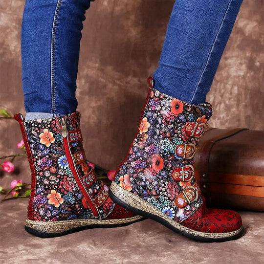 EB | Grakosystiefel mit Retro-Metall und Schnallenverzierung