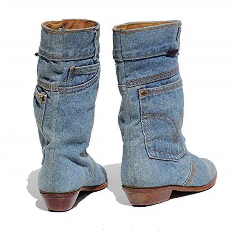 EB - Jeansstiefeletten mit kleinem Absatz