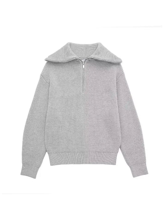 EB | Retro Halbzip Gestreifter Pullover