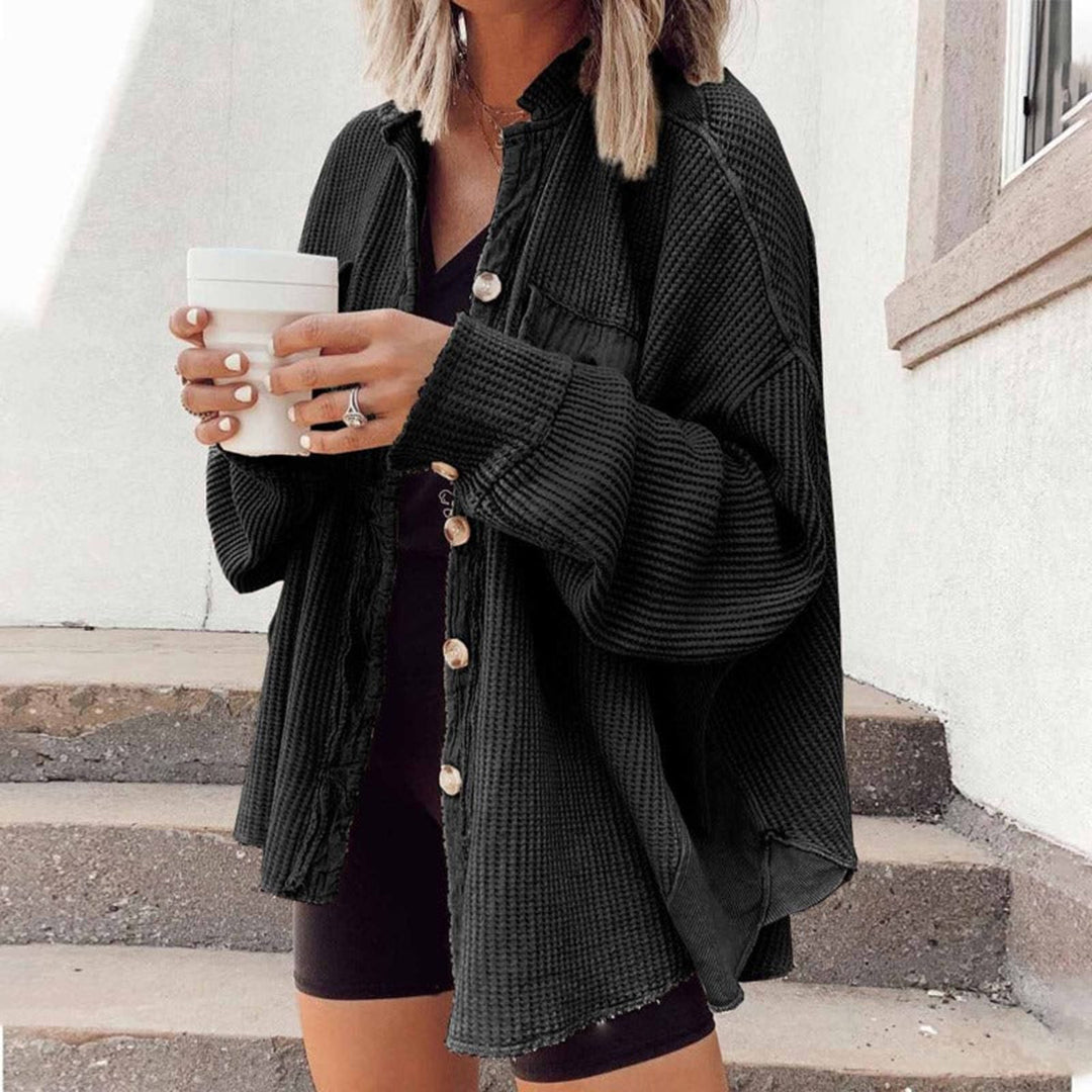 EB | Damen Lässige Gerippte Strickjacke