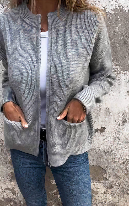 EB | Strickjacke mit Reißverschluss - Stilvolle Übergangsjacke für Alltag und Freizeit