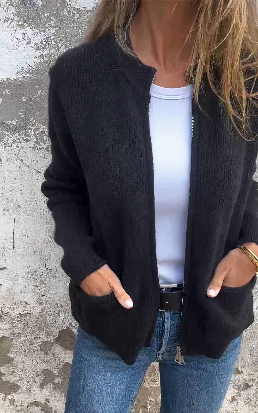 EB | Strickjacke mit Reißverschluss - Stilvolle Übergangsjacke für Alltag und Freizeit