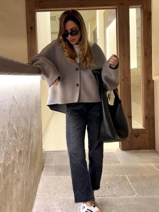 EB | Chic Kurze Wolljacke Wollmischung Elegant und Lässig