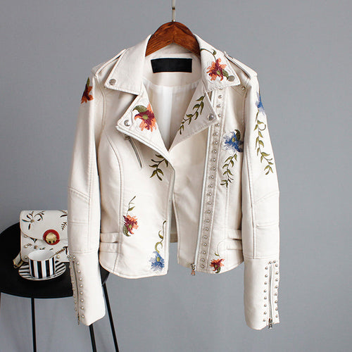 EB | Bikerjacke mit Stickerei Pu-leder Elegant, Einzigartig