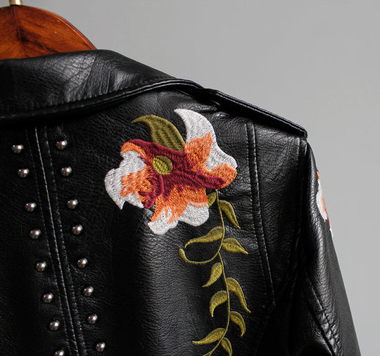 EB | Bikerjacke mit Stickerei Pu-leder Elegant, Einzigartig
