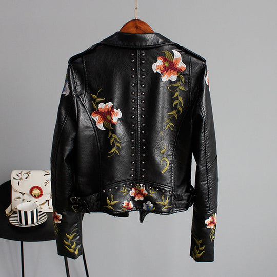 EB | Bikerjacke mit Stickerei Pu-leder Elegant, Einzigartig