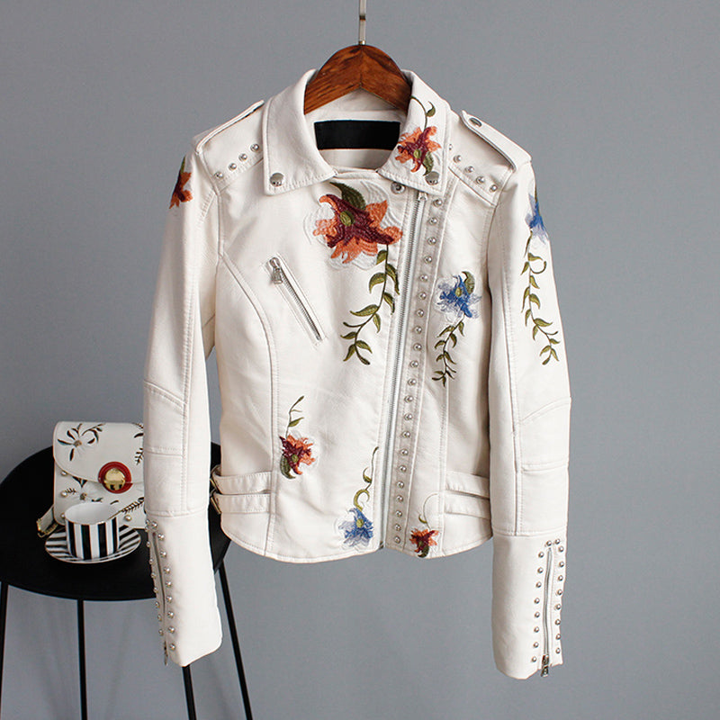 EB | Bikerjacke mit Stickerei Pu-leder Elegant, Einzigartig