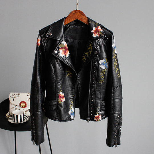 EB | Bikerjacke mit Stickerei Pu-leder Elegant, Einzigartig