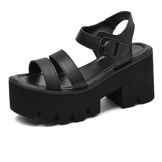 EB | Schwarze Plattform Chunky Sandalen