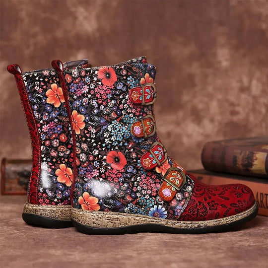 EB | Grakosystiefel mit Retro-Metall und Schnallenverzierung