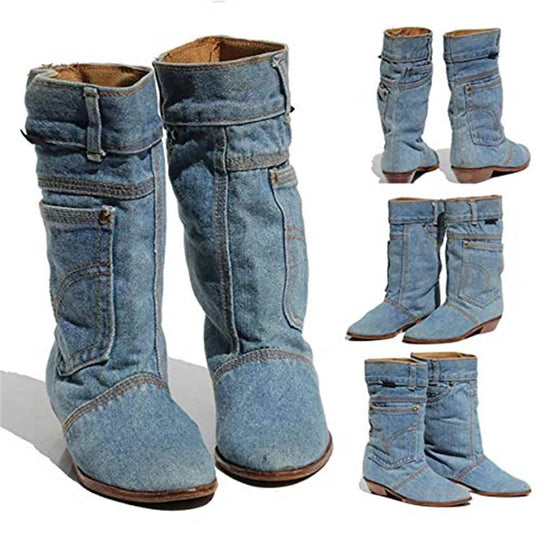 EB - Jeansstiefeletten mit kleinem Absatz