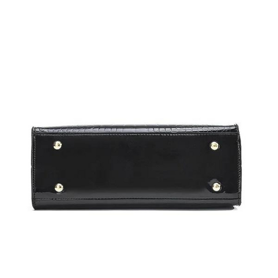 EB | Glänzende Tote Bag mit Krokodilmuster und Langem Riemen