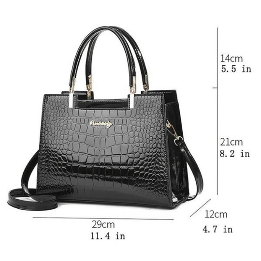 EB | Glänzende Tote Bag mit Krokodilmuster und Langem Riemen
