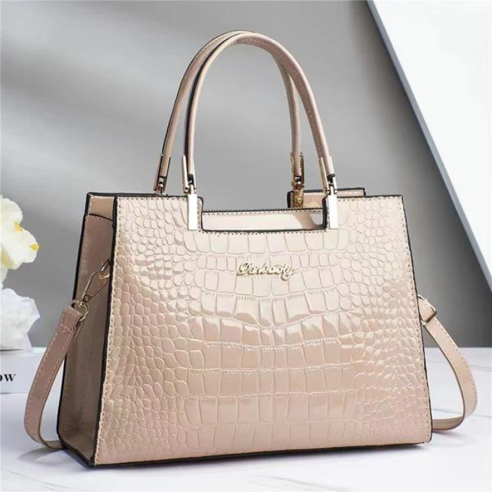 EB | Glänzende Tote Bag mit Krokodilmuster und Langem Riemen