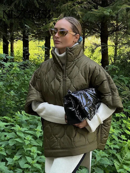 EB | Damen Wattierte Winterjacke mit Kurzen Ärmeln und Hohem Kragen